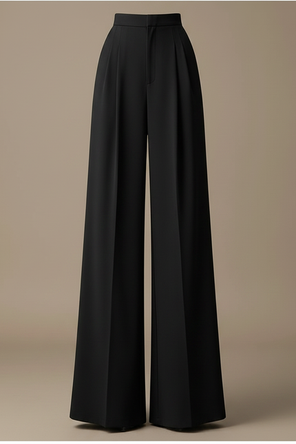 Pantalon Patte D'Éléphant Noir Fluide Taille Haute Élégant - Polyester - vue 3