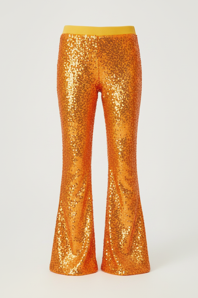 Pantalon Patte D'Éléphant Orange Paillettes Évasé Confortable Fille - Polyester - vue 3