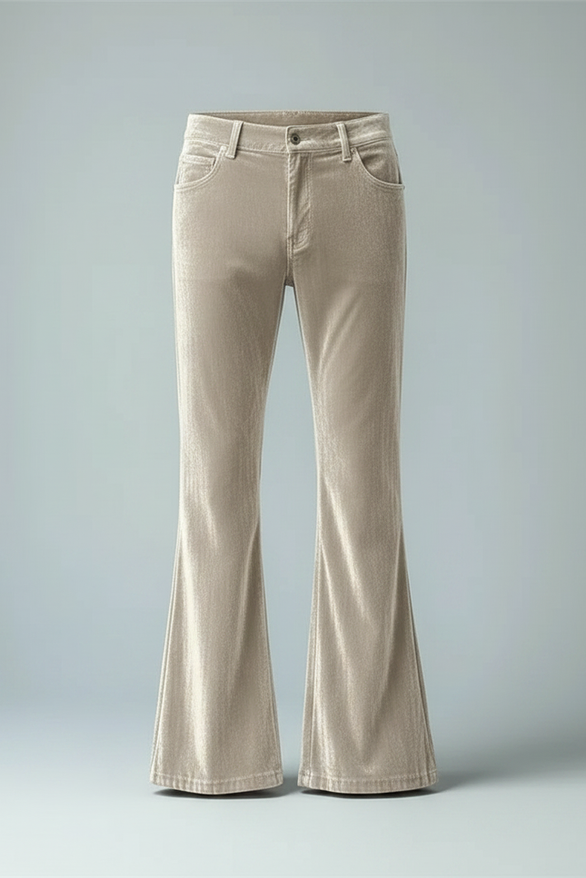 Pantalon Patte D'Éléphant Velours Beige Homme Décontracté - vue 3