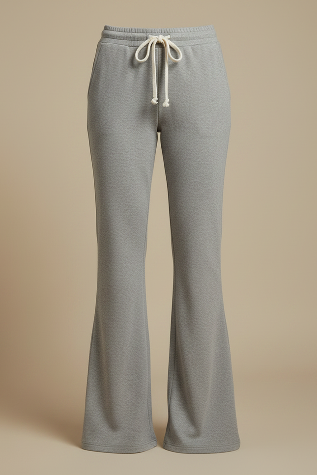 Pantalon Patte D'Éléphant Gris Cordon Confortable Évasé - Molleton - vue 3