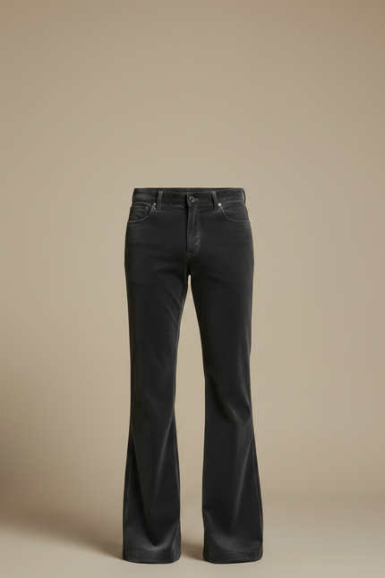 Pantalon Patte D'Éléphant Velours Côtelé Gris Évasé Homme Décontracté - Cordé - vue 3