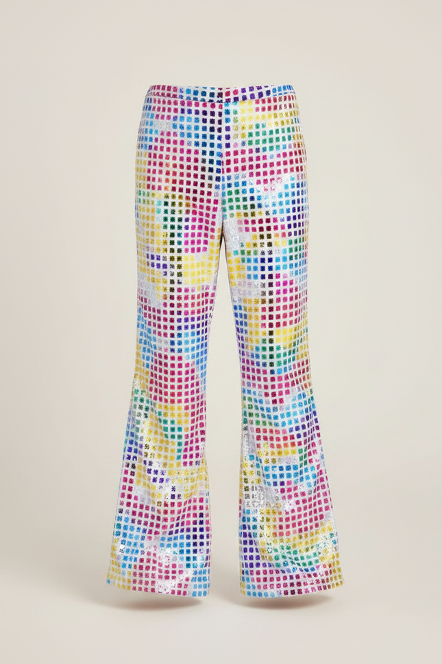 Pantalon Patte D'Éléphant Paillettes Multicolores Évasé Enfant Brillant - Polyester - vue 3