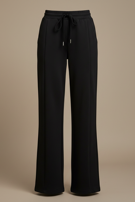 Pantalon Patte D'Éléphant Noir Élastique Large Taille Haute - Molleton - vue 3