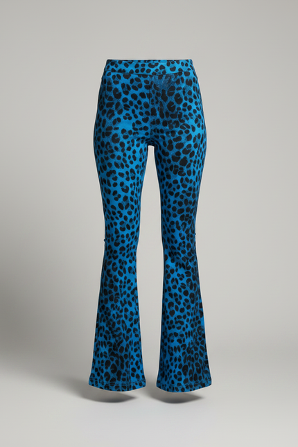 Pantalon Patte D'Éléphant Léopard Bleu Imprimé Évasé - Maille - vue 3