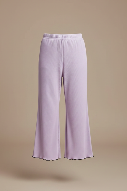 Pantalon Patte D'Éléphant Lilas Côtelé Évasé Ondulé Enfant - Violet Cordé - vue 3