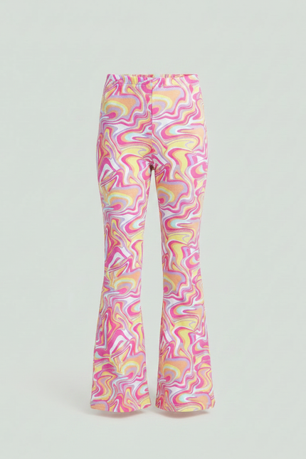 Pantalon Patte D'Éléphant Imprimé Marbré Vif Évasé Confortable Fille - Multicolore Polyester - vue 3
