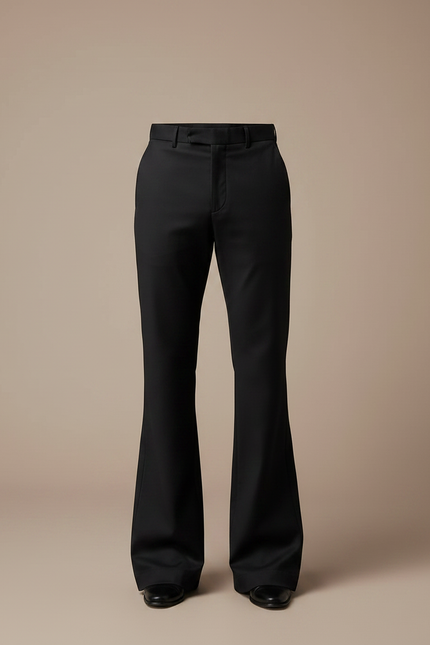 Pantalon Patte D'Éléphant Noir Homme Coupe Évasée Élégant - Gabardine - vue 3