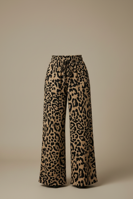 Pantalon Patte D'Éléphant Léopard Fluide Taille Haute - Imprimé Viscose - vue 3