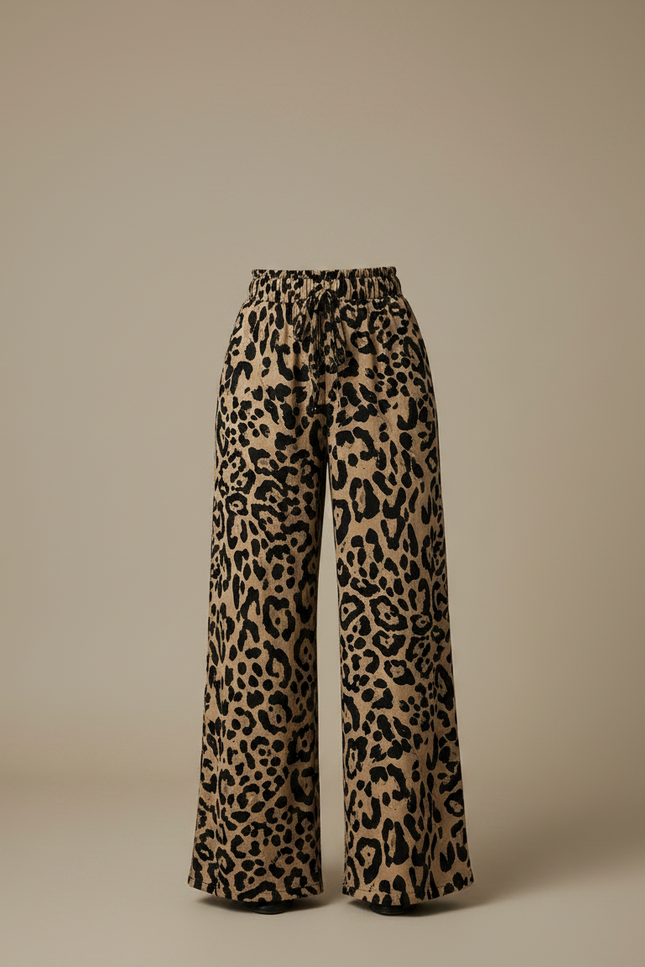 Pantalon Patte D'Éléphant Léopard Fluide Taille Haute - Imprimé Viscose - vue 3