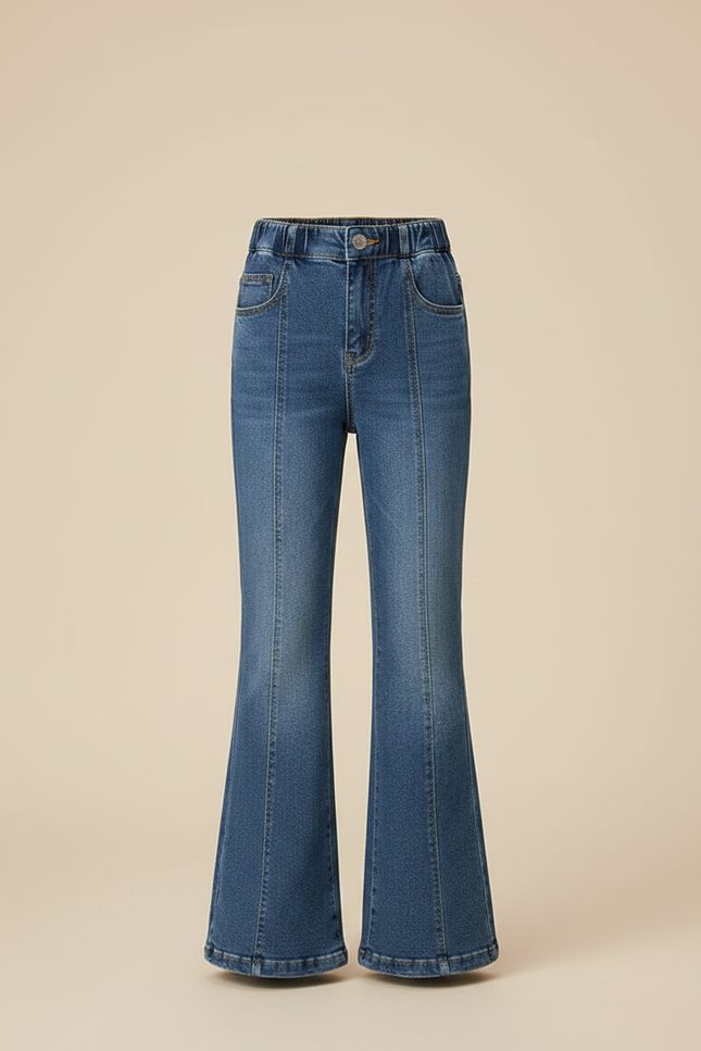 Pantalon Patte D'Éléphant Jean Bleu Évasé Fille Élégant - vue 3
