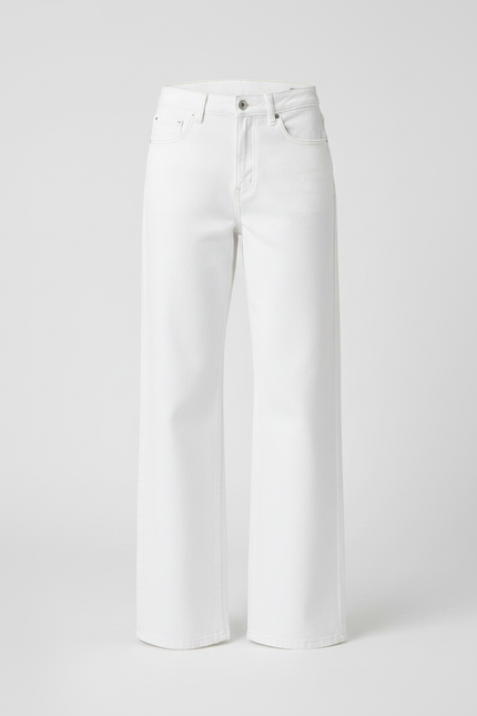 Pantalon Patte D'Éléphant Blanc Taille Haute Décontracté - Jean - vue 3
