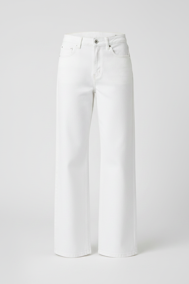 Pantalon Patte D'Éléphant Blanc Taille Haute Décontracté - Jean - vue 3