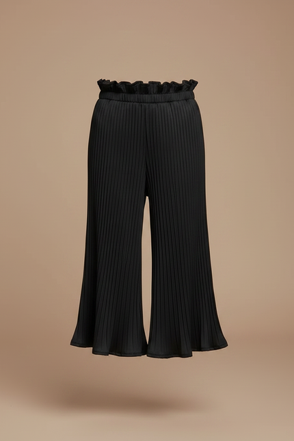 Pantalon Patte D'Éléphant Noir Plissé Évasé Fluide Enfant - Polyester - vue 3