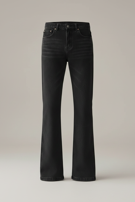 Pantalon Patte D'Éléphant Noir Décontracté Jean Homme Évasé - vue 3