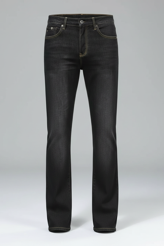 Pantalon Patte D'Éléphant Noir Délavé Homme Classique - Jean - vue 3