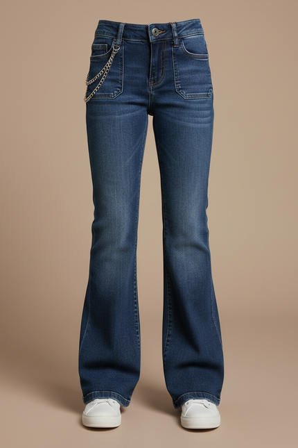 Pantalon Patte D'Éléphant Denim Bleu Évasé Enfant - Jean - vue 3