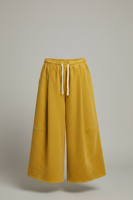 Pantalon Patte D'Éléphant Jaune Moutarde Côtelé Ample Confortable Enfant - Cordé - vue 3