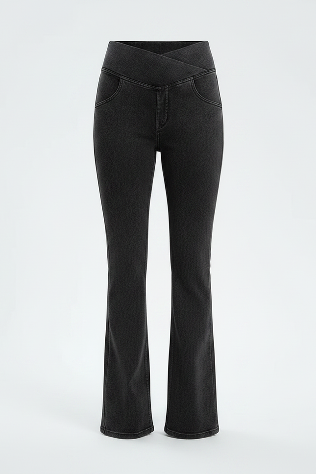 Pantalon Patte D'Éléphant Gris Foncé Denim Évasé Confortable Femme - Jean - vue 3