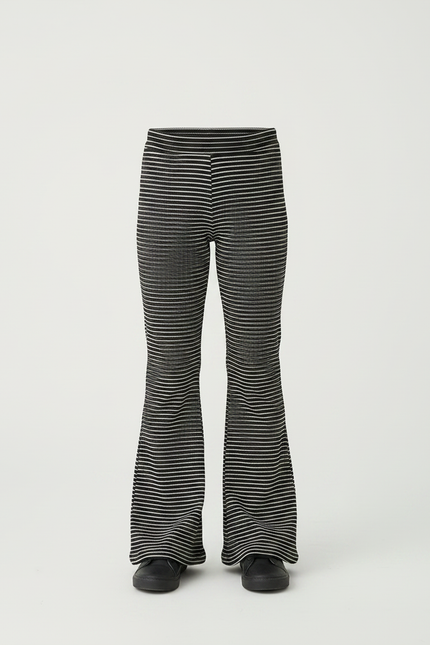 Pantalon Patte D'Éléphant Rayé Noir Blanc Évasé - Multicolore Maille - vue 3