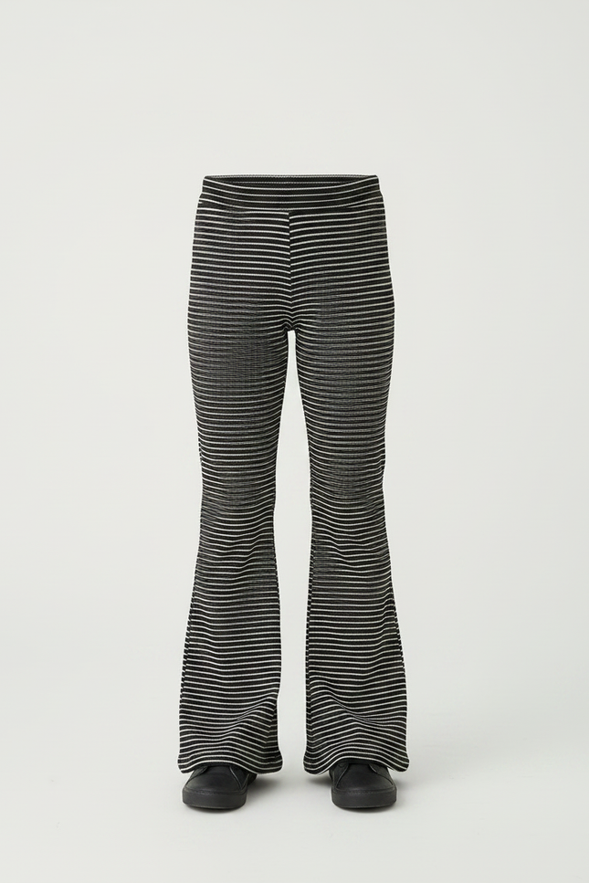 Pantalon Patte D'Éléphant Rayé Noir Blanc Évasé - Multicolore Maille - vue 3