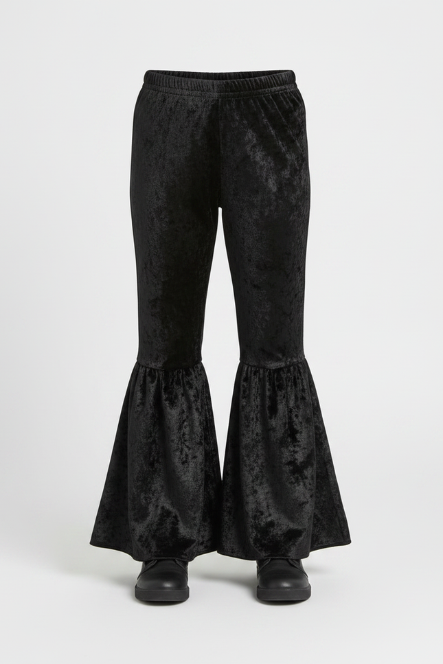 Pantalon Patte D'Éléphant Velours Noir Évasé Enfant Fille - vue 3