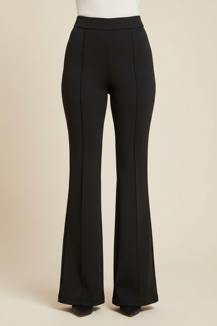 Pantalon Patte D'Éléphant Noir Taille Haute Slim Fluide - Polyester - vue 3