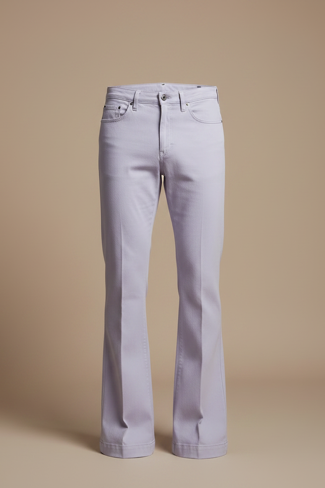 Pantalon Patte D'Éléphant Lilas Uni Coton Vintage Homme - Violet - vue 3