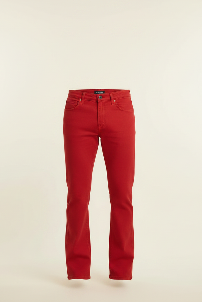 Pantalon Patte D'Éléphant Rouge Évasé Stretch Homme Vintage - Jean - vue 3