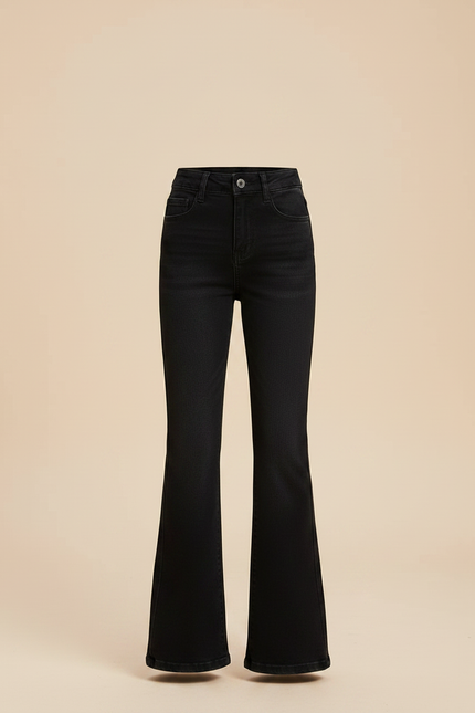 Pantalon Patte D'Éléphant Noir Jean Évasé Fille Hiver - vue 3