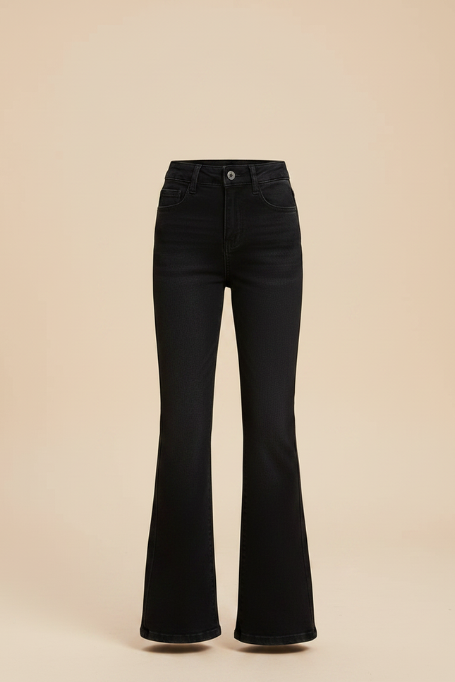 Pantalon Patte D'Éléphant Noir Jean Évasé Fille Hiver - vue 3