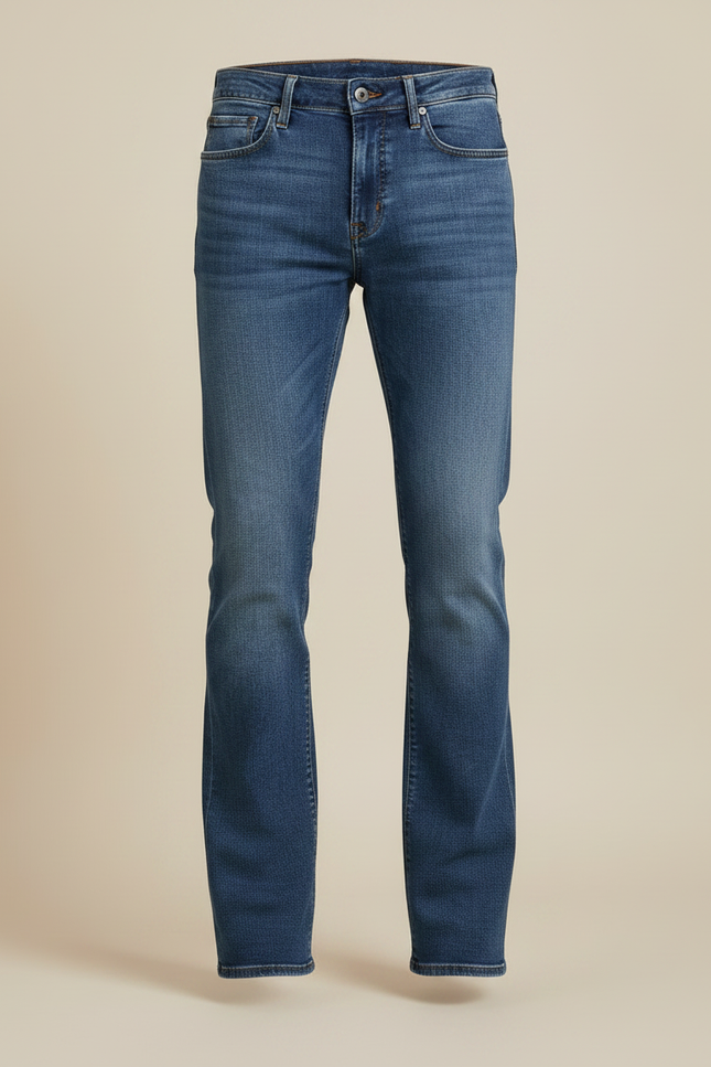 Pantalon Patte D'Éléphant Jean Bleu Évasé Confortable Homme - vue 3