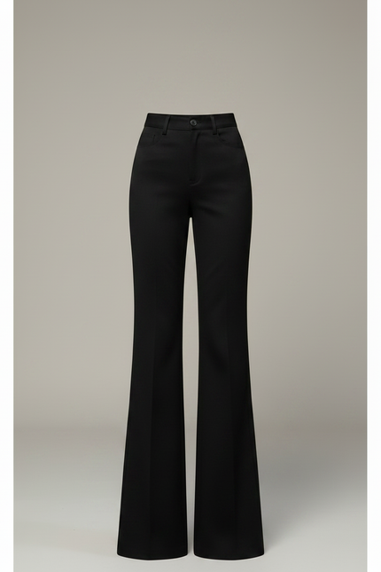 Pantalon Patte D'Éléphant Noir Taille Haute Confortable Décontracté - Gabardine - vue 3