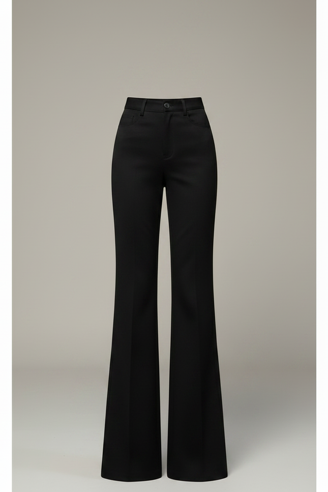 Pantalon Patte D'Éléphant Noir Taille Haute Confortable Décontracté - Gabardine - vue 3