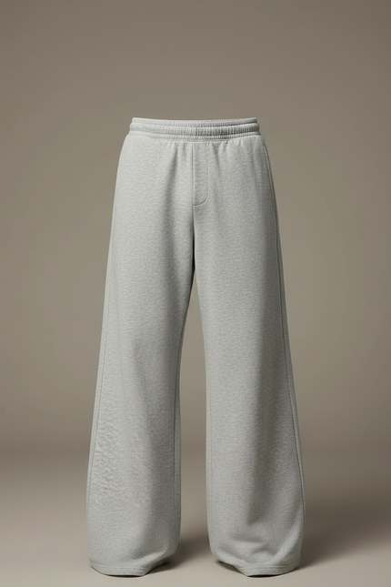 Pantalon Patte D'Éléphant Gris Ample Molleton Décontracté Unisexe - vue 3