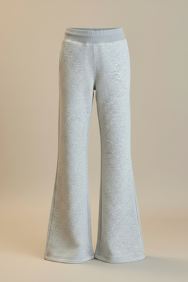 Pantalon Patte D'Éléphant Gris Chiné Ample Molleton Décontracté - vue 3