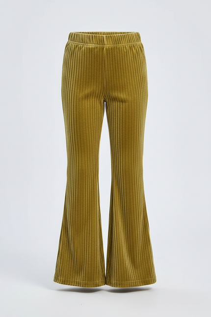 Pantalon Patte D'Éléphant Vert Côtelé Confortable Ample Fille - Cordé - vue 3