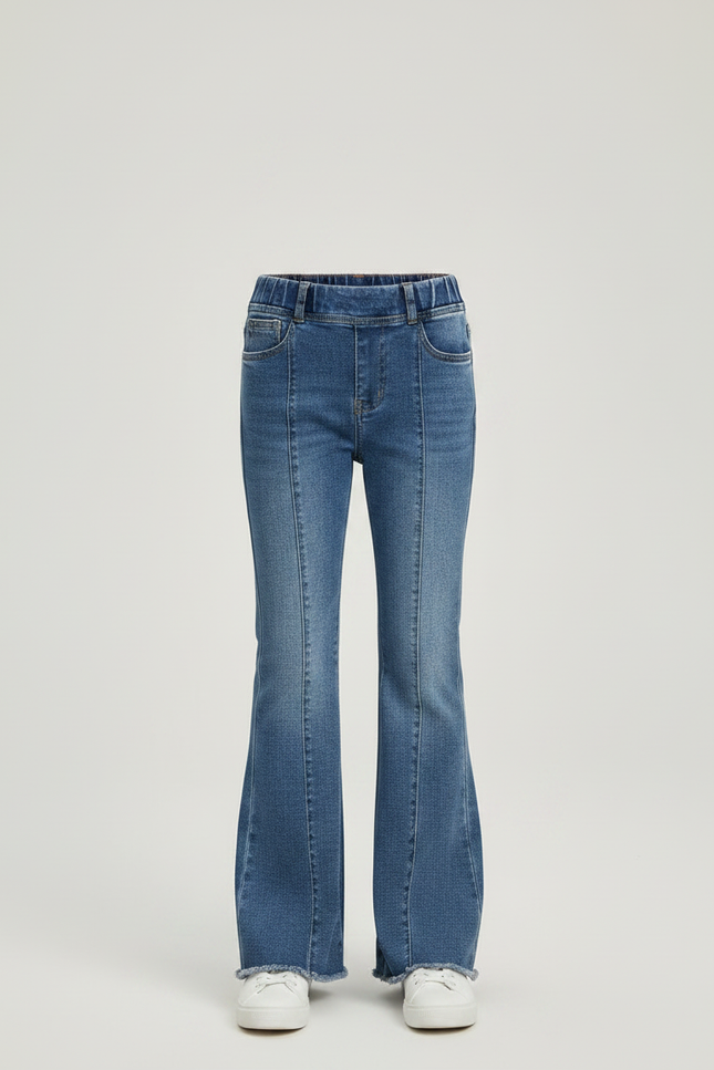 Pantalon Patte D'Éléphant Denim Évasé Confortable Fille Slim - Bleu Jean - vue 3