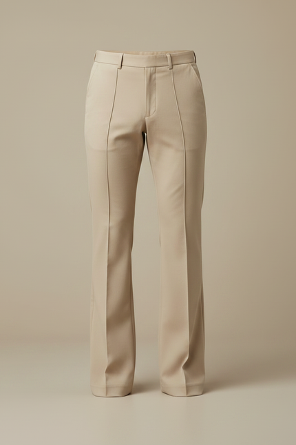 Pantalon Patte D'Éléphant Homme Beige Plissé Élégant Décontracté - Gabardine - vue 3