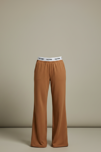 Pantalon Patte D'Éléphant Marron Évasé Confortable Décontracté Femme - Molleton - vue 3