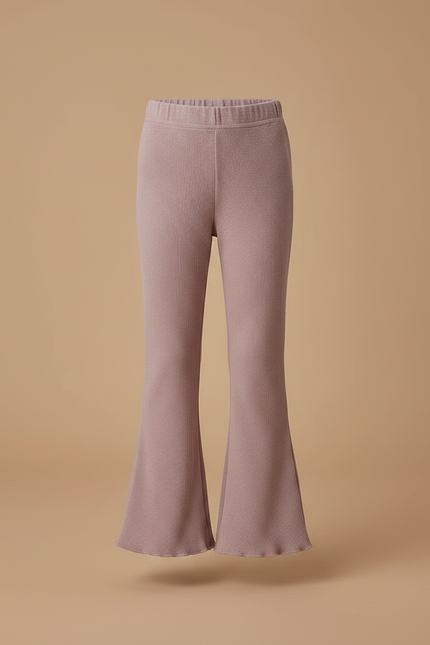 Pantalon Patte D'Éléphant Mauve Côtelé Évasé Fille - Violet Maille - vue 3