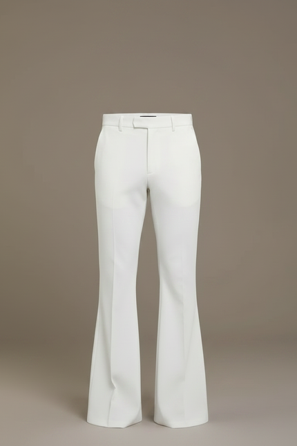 Pantalon Patte D'Éléphant Blanc Classique Homme Décontracté - Gabardine - vue 3