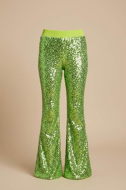Pantalon Patte D'Éléphant Vert Paillettes Évasé Confortable Fille - Maille - vue 3