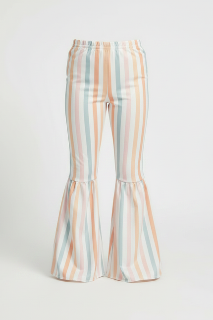 Pantalon Patte D'Éléphant Rayé Multicolore Évasé Confortable Fille - Polyester - vue 3