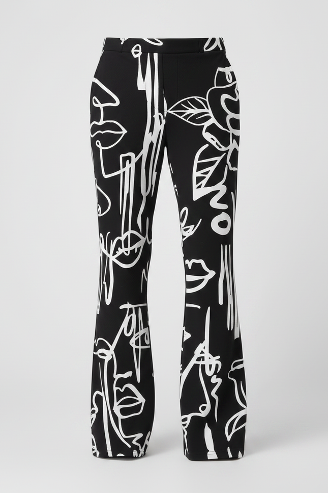 Pantalon Patte D'Éléphant Noir Imprimé Graphique Fluide Homme - Maille - vue 3