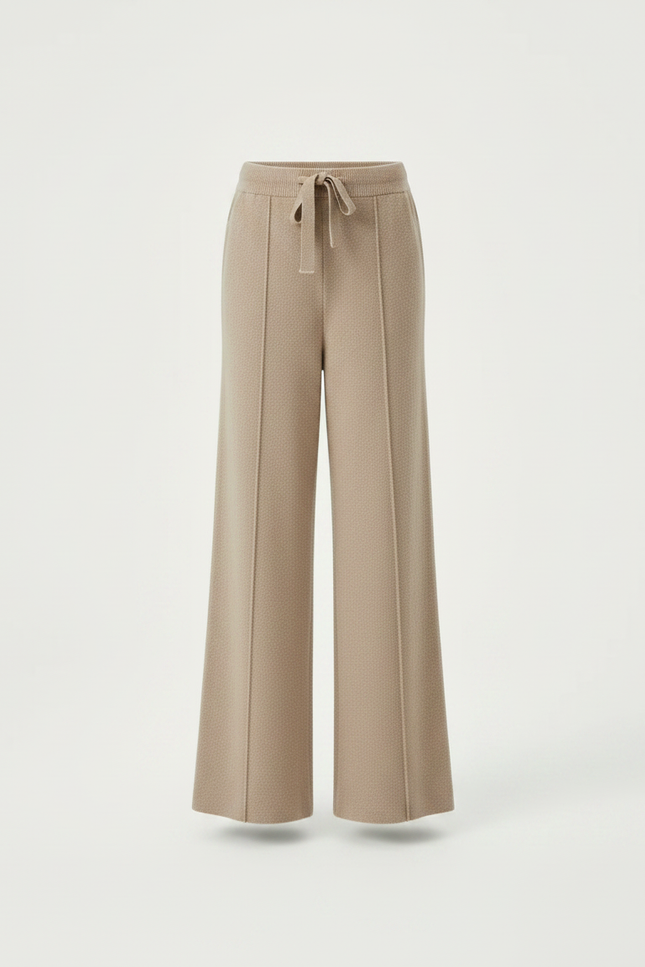 Pantalon Patte D'Éléphant Beige Tricoté Ample Décontracté Enfant - Maille - vue 3