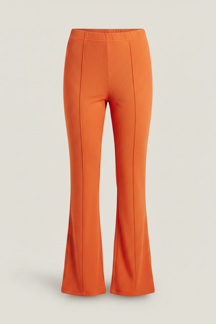 Pantalon Patte D'Éléphant Orange Côtelé Fille Confortable - Maille - vue 3
