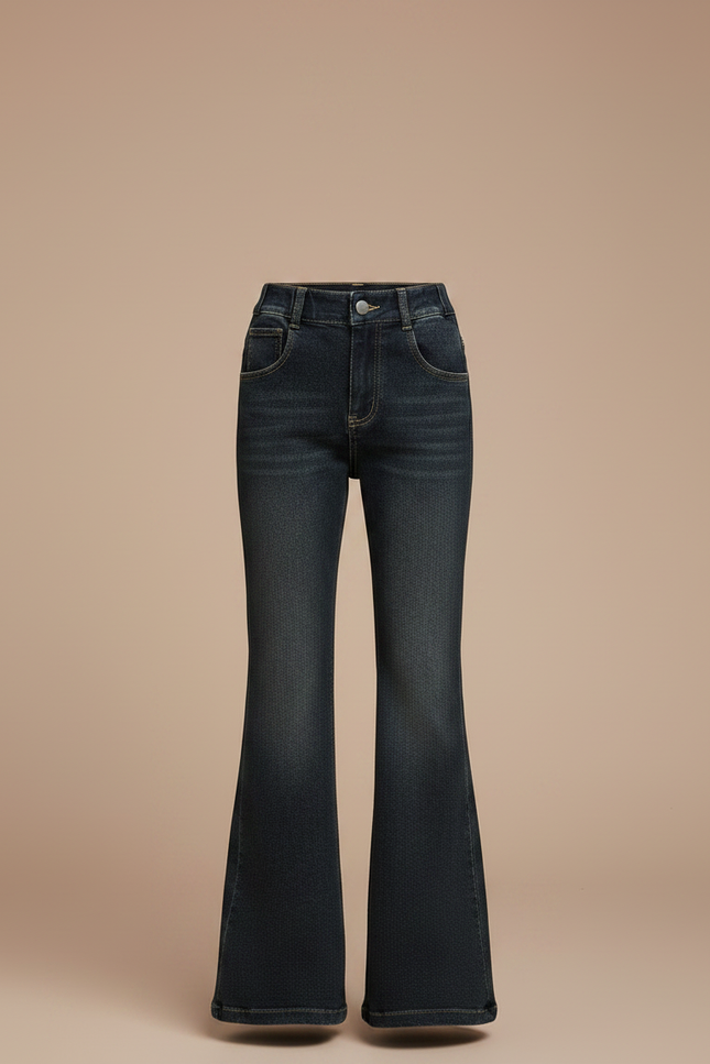Pantalon Patte D'Éléphant Denim Bleu Foncé Évasé Enfant - Marine Jean - vue 3