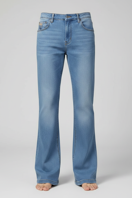 Pantalon Patte D'Éléphant Bleu Clair Denim Homme Évasé Décontracté - Jean - vue 3