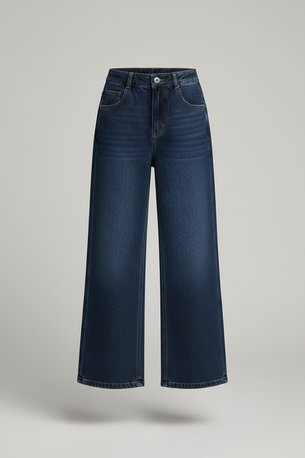 Pantalon Patte D'Éléphant Bleu Denim Ample Enfant - Marine Jean - vue 3